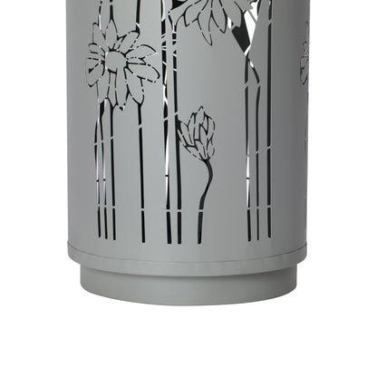34.25'H Light Gray Metal Cutout Outdoor Water Fountain with LED Lights
