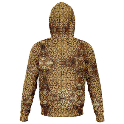 GOLD FLOWER OF LIFE  PREMIUM ZIP UP HOODIE