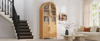 K&K 71' Tall Arched Kitchen Pantry Cabinet with Adjustable Shelves