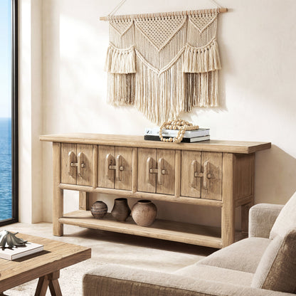 Rowan 60' Solid Reclaimed Pine Sideboard with Lower Shelf Heritage Light Natural Brown