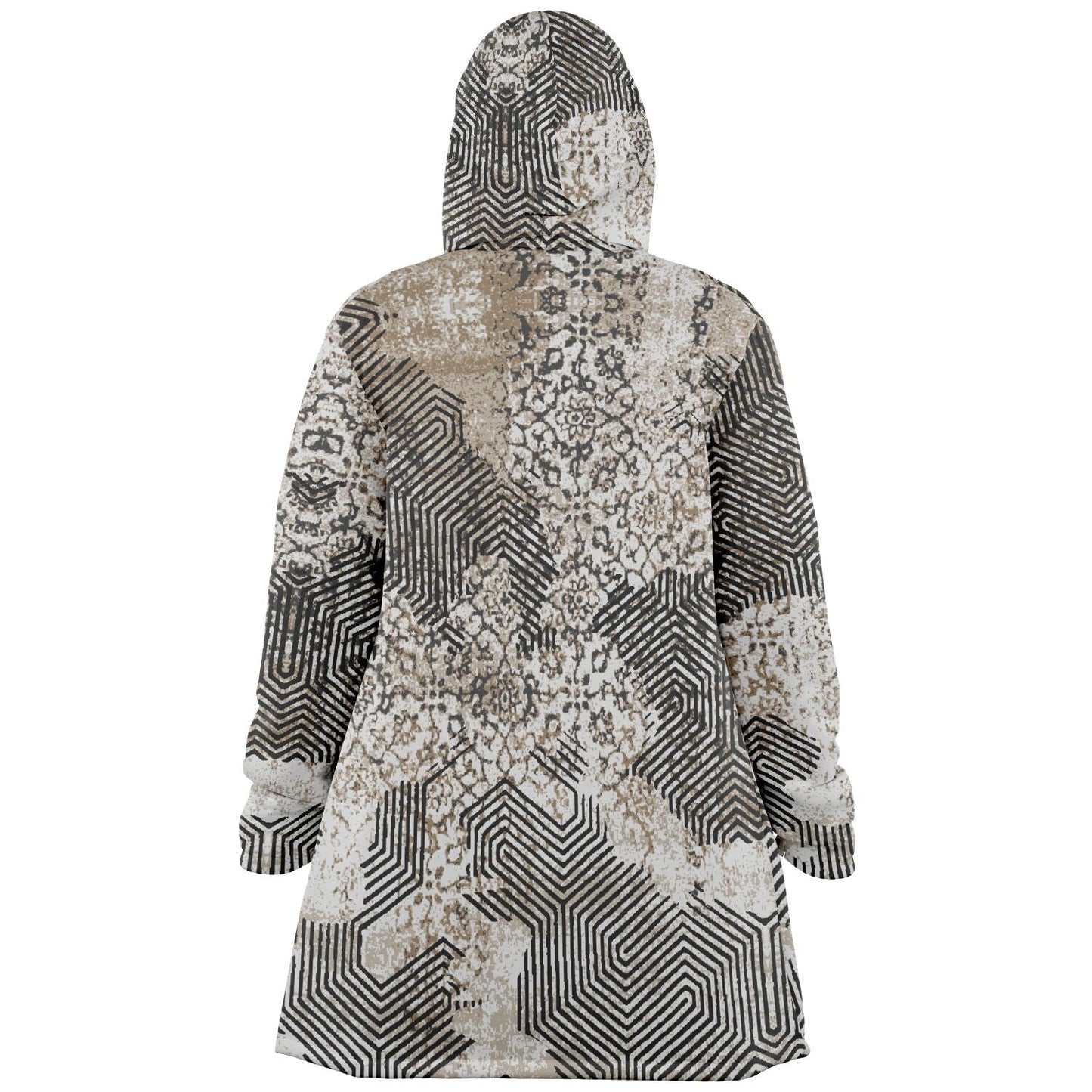 Past and Future Cuddle Cloak | Beige, Brown, Cream | Unisex Minky Sherpa Hooded Coat | Women and Mens Festival Coat | Mountain Fashion