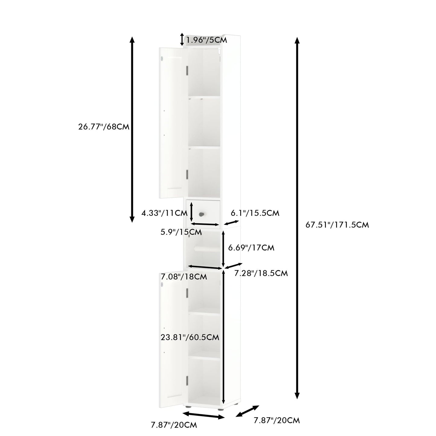 Slim Tall Bathroom Storage Cabinet With Adjustable Shelves