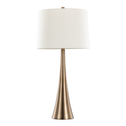 Diana 29" Contemporary Metal Table Lamp Set - Matte Golden Bronze & White Linen Shade
