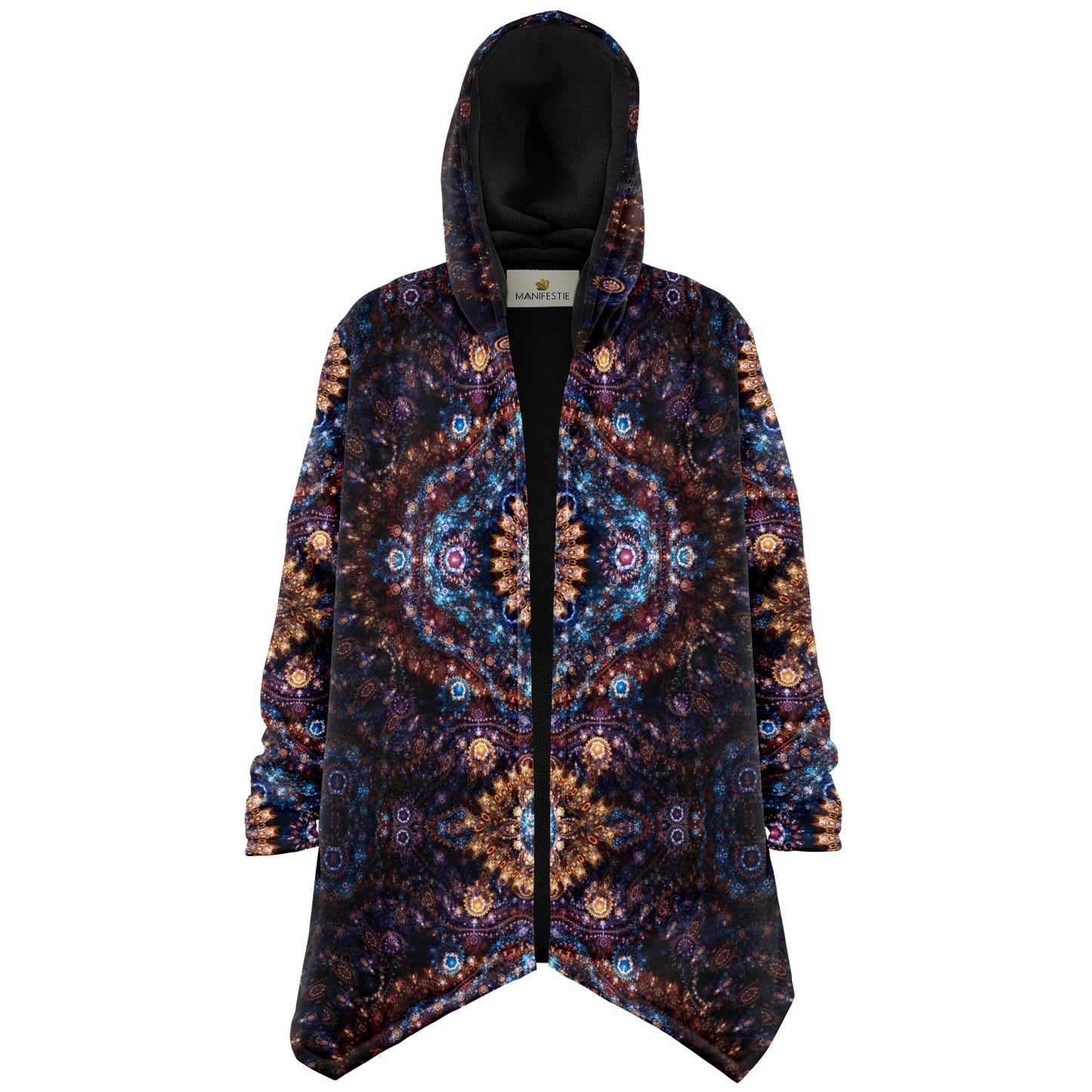 Cosmic Plane Cuddle Cloak | Unisex Minky Sherpa Lined Hooded Coat | Women and Mens Festival Coat | Mountain Fashion