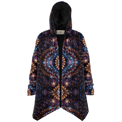 Cosmic Plane Cuddle Cloak | Unisex Minky Sherpa Lined Hooded Coat | Women and Mens Festival Coat | Mountain Fashion