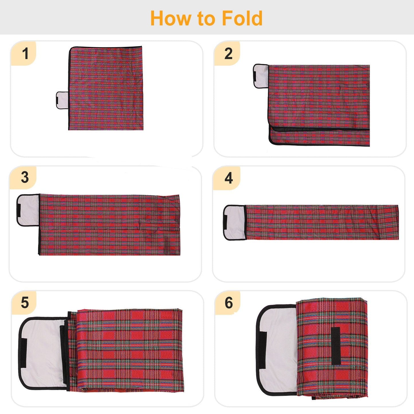 60" x 78" Waterproof Picnic Blanket Handy Mat with Strap Foldable Camping Rug for Camping Hiking Grass Travelling