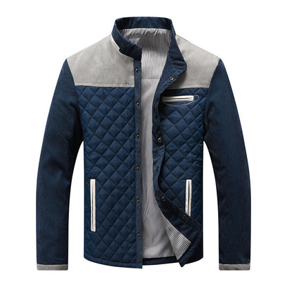 Zip-up Slim-fit Side Seam Pocket Non-hooded Blue Casual Youth Jacket