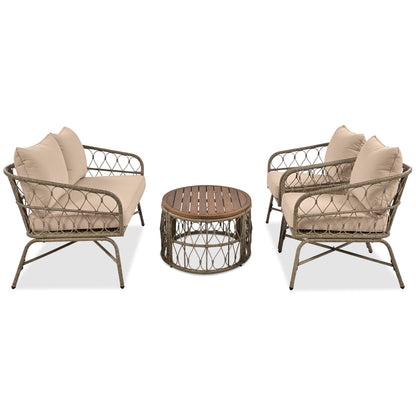 Bohemia-Inspired 4-Person Outdoor Seating Group With Removable Cushions