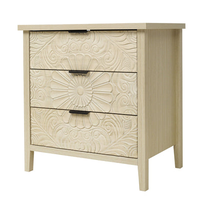 3 Drawer Cabinet - Natural Wood Finish