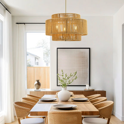 Boho Rattan 3-Light Chandelier