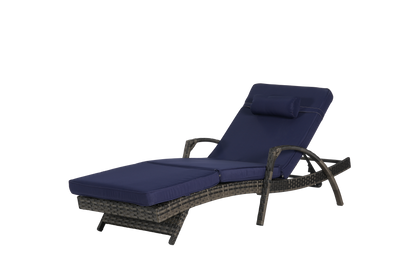 Outdoor Wicker Reclining Chair Set of 2 with Cushions