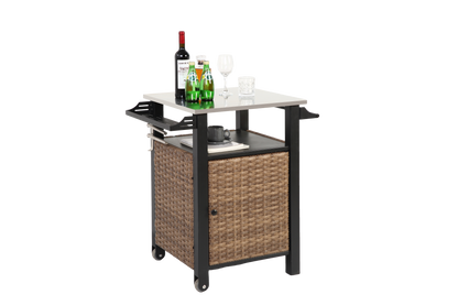 Single Door Outdoor Bar Cart with Stainless Steel Tabletop