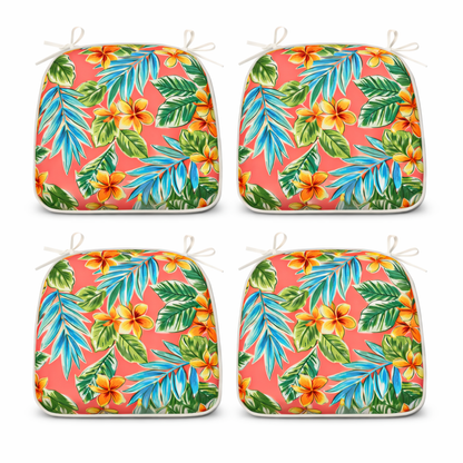 Outdoor Patio Chair Cushions, Water-Repellent U-Shape Thick Foam Seat Cushions (Set of 4)