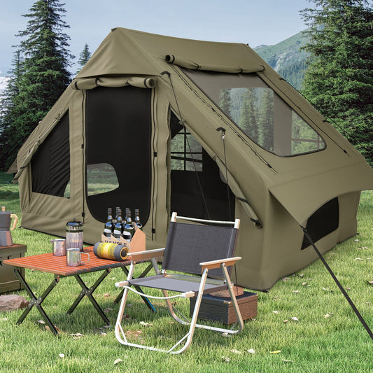 4-6 People Inflatable Camping Tent with 4 Mesh Screen Windows and 2 Doors