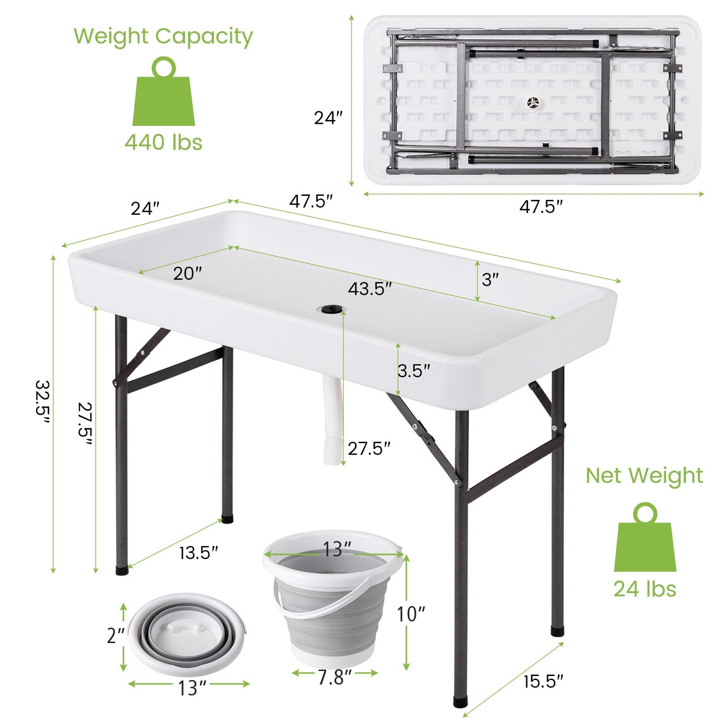 4 Feet Plastic Party Ice Folding Table with Matching Skirt