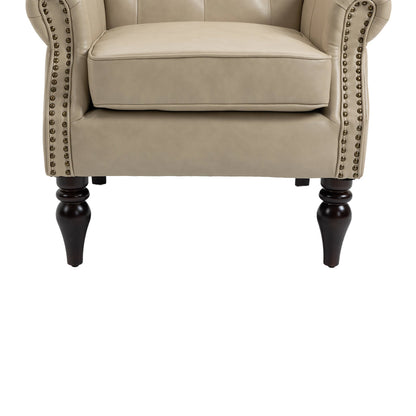 Modern Accent Chair Lounge Chair with Sturdy Wood Legs in Camel PU Leather