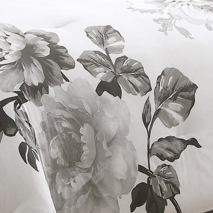 Ridgely 7 Pc Watercolor Black and White Floral Comforter Set