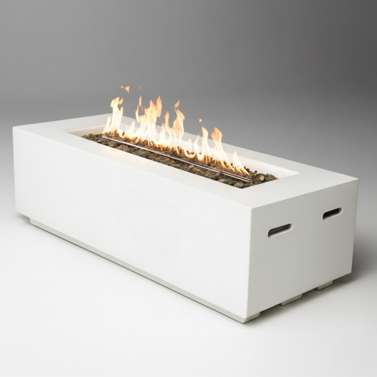 Outdoor Rectangle Propane Fire Pit Table 60inch, White