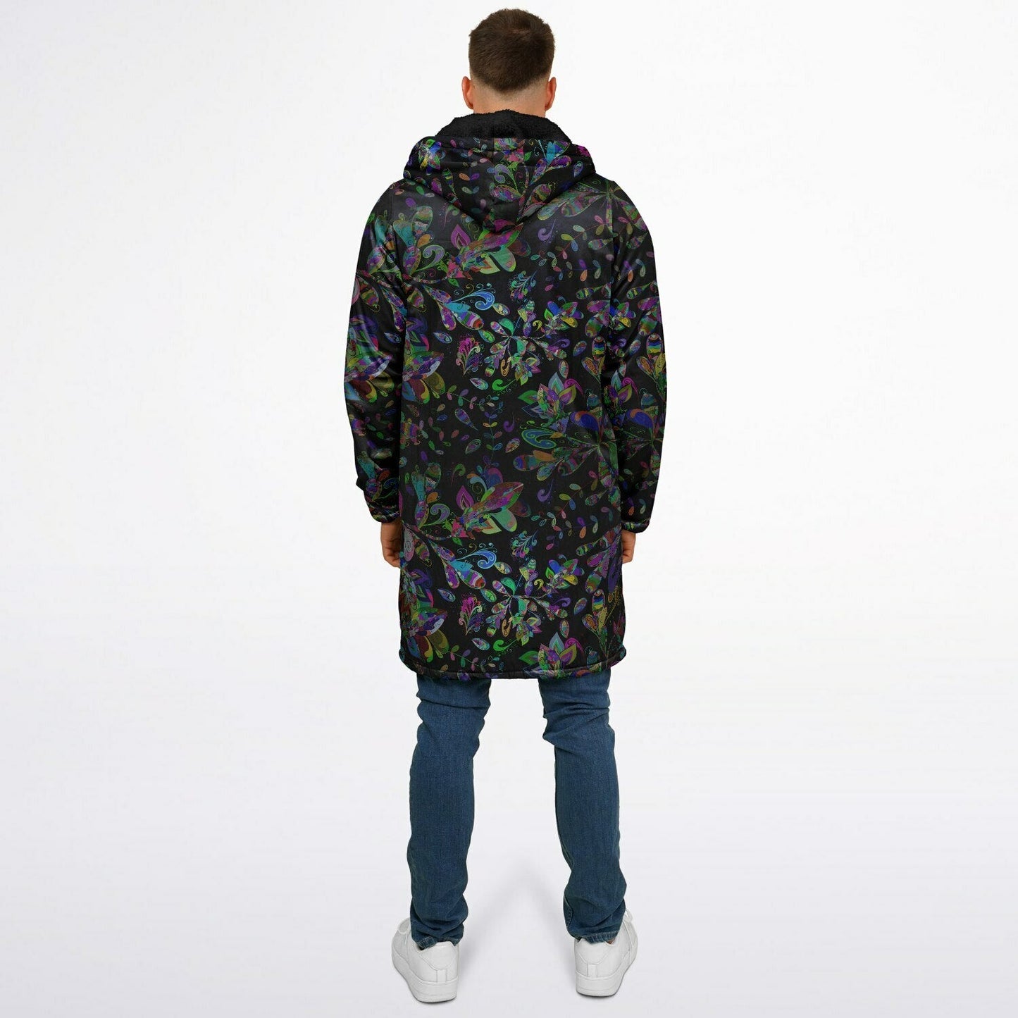 Petal Pop Cuddle Coat | Unisex Minky Sherpa Lined Coat with Hood, Zipper and Pockets | Women and Mens Festival Coat | Mountain Fashion