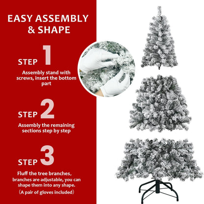 4FT Flocked Christmas Tree with 233 Tips