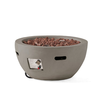 27' Bowl Shaped MGO 40,000 BTU Propane Fire Pit, Light Grey (Tank Cover not Included)