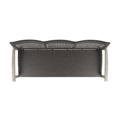 Outdoor Acacia Wood Wicker 3 Seater Sofa