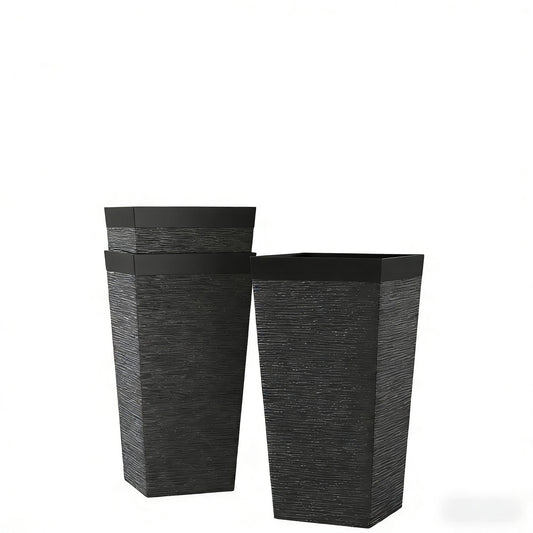 Modern Design Stackable Tapered Planters, Set of 3 Outdoor Planters