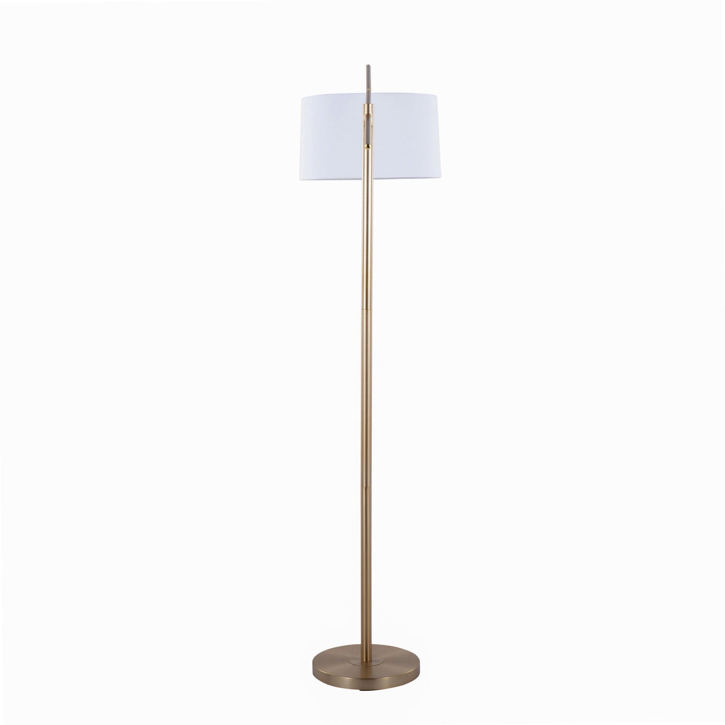 Casper 69" Contemporary Metal Floor Lamp in Gold Metal with Off-White Linen Shade