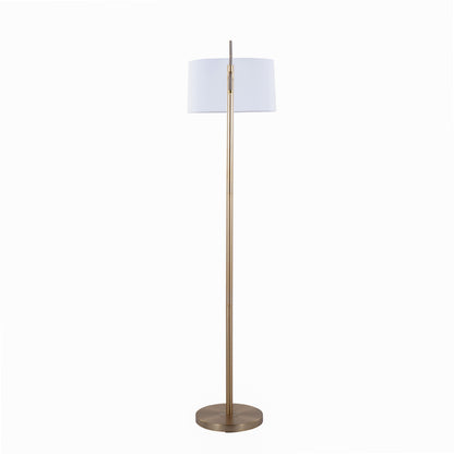 Casper 69" Contemporary Metal Floor Lamp in Gold Metal with Off-White Linen Shade