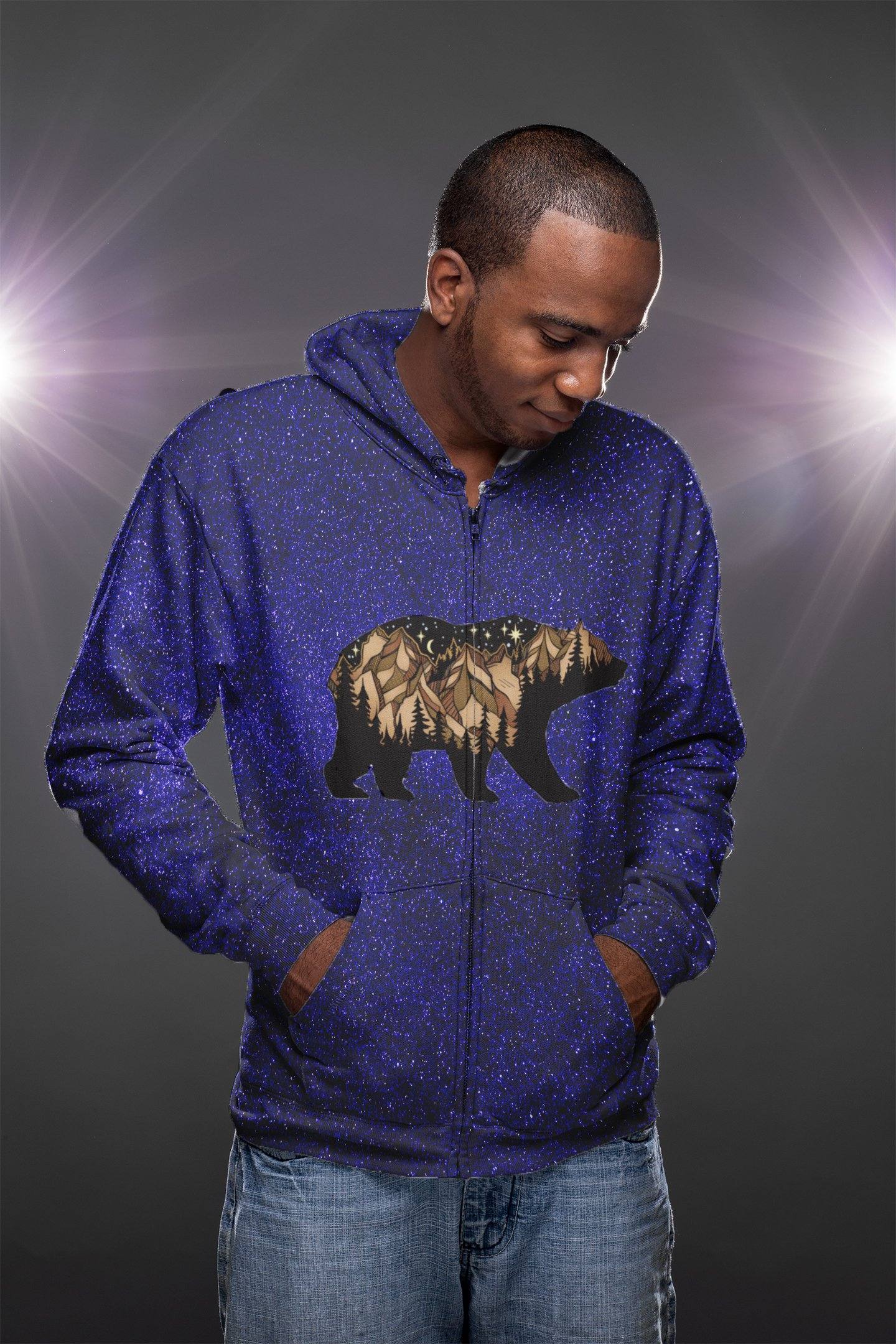 SIERRA BEAR GALAXY PREMIUM ZIP UP HOODIE