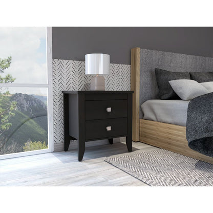 Breeze Four-Legged Modern Bedroom Nightstand with Two Drawers