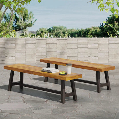 Tranquilizer Outdoor Acacia Wood Bench With Slat Panel Design