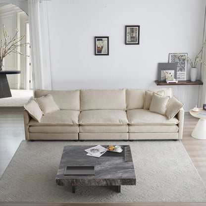 Mid-Century Modern 3-Seater Sofa with Pillows