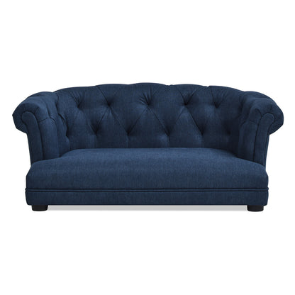 Kiki 36.5' Chesterfield Dog Sofa Bed, Medium, Pacific Blue Stain Resistant High Performance Polyester