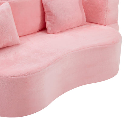 71-Inch Folding Sofa Bed in Pink Chenille with High-Density Foam