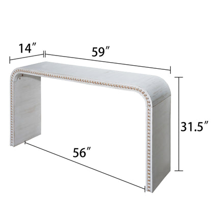 Washed White Console Table, 59in Entryway Table