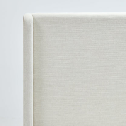 Caron Upholstered Wingback Bed with 52.3' High Headboard in Ivory Canvas Chenille