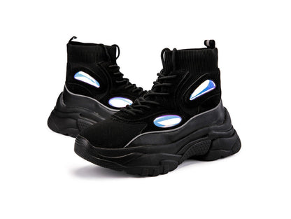 High help flying woven breathable sports casual couple tide shoes set foot socks shoes men
