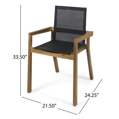 Belfast Dining Chair with Acacia Wood Frame and Mesh Seating (Set of 2)