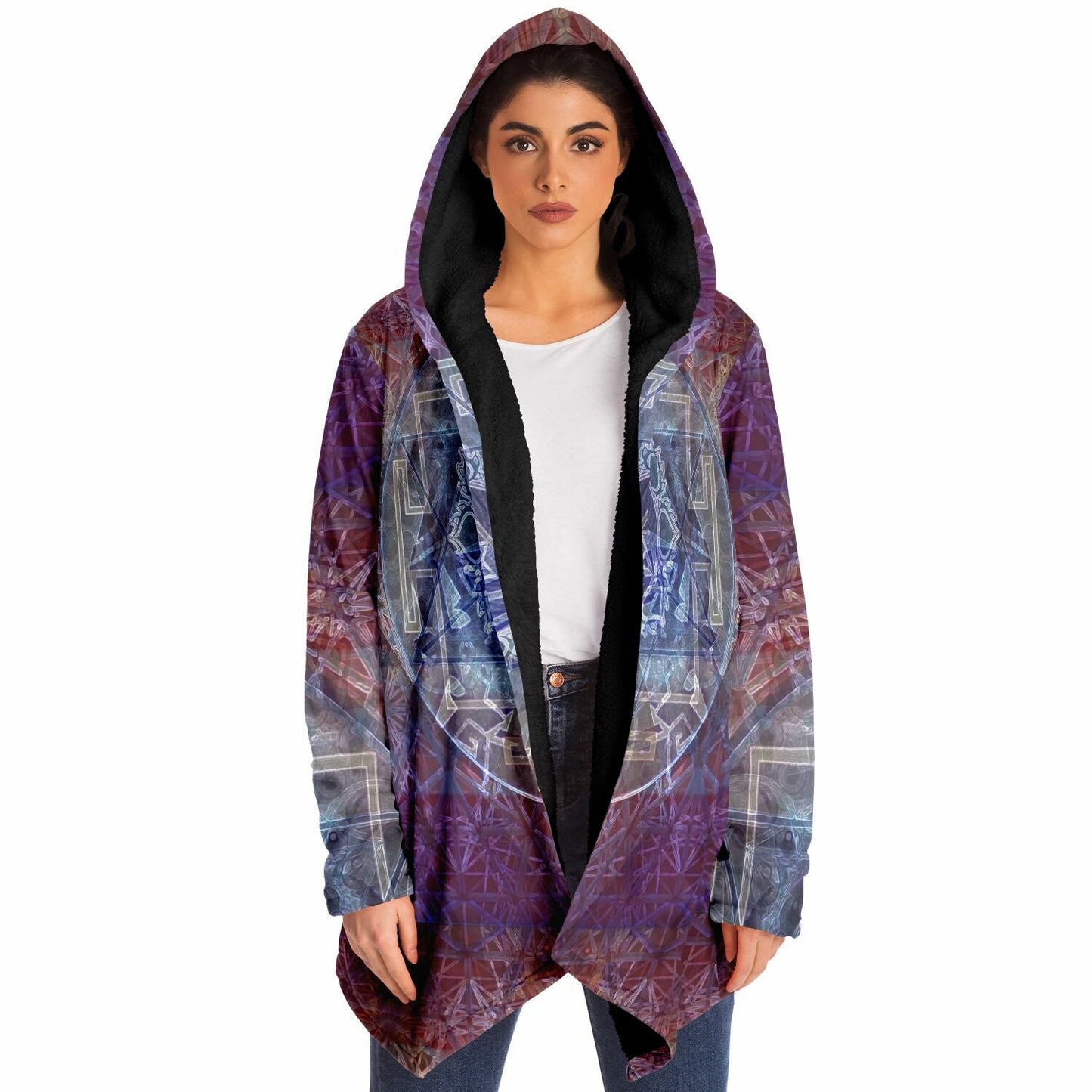 Sacred Violet Cuddle Cloak | Unisex Minky Sherpa Lined Hooded Coat | Women and Mens Festival Coat | Mountain Fashion