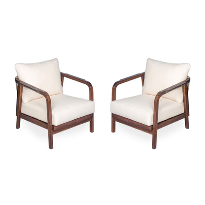 Outdoor Lounge Chair With Woven Backrest and Solid Wood Frame