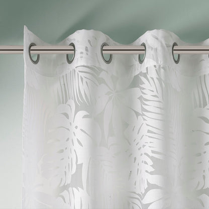 Palm Leaf Burnout Sheer Window Curtain White 50x84