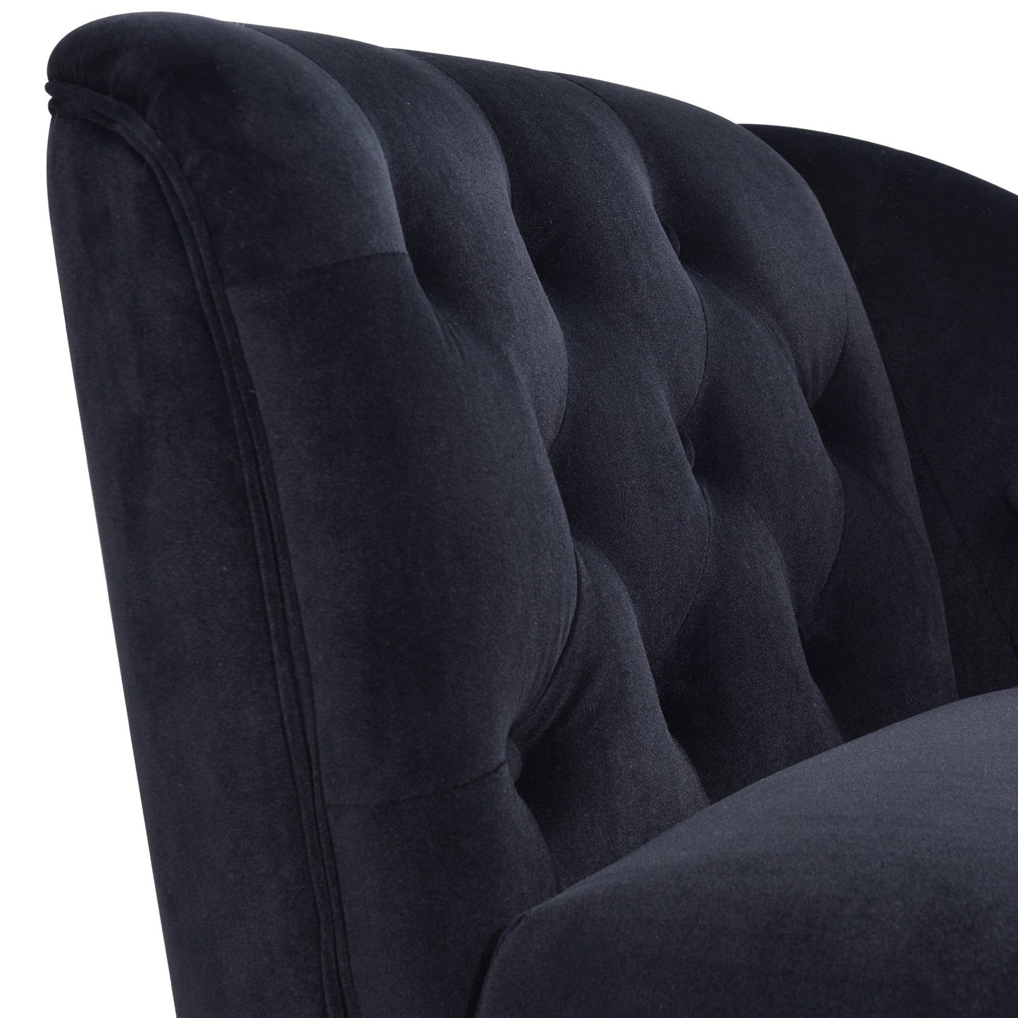 58" Velvet Chaise Lounge with Nailhead Trim and Solid Wood Legs