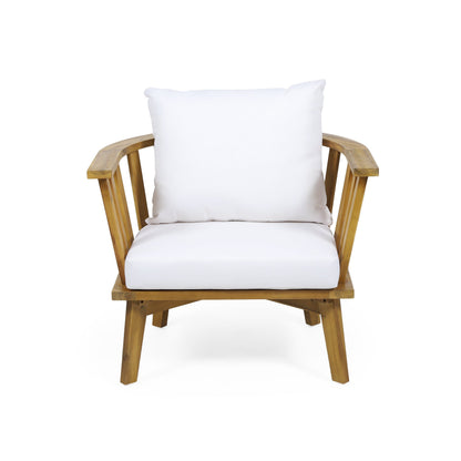 4-Pieces Acacia Wood Patio Furniture Set with Cushions