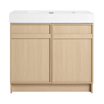 Freestanding Bathroom Vanity With Resin Sink & Soft Close Cabinet Doors