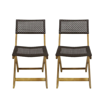 Bistro Foldable Chair With Wicker Backrest