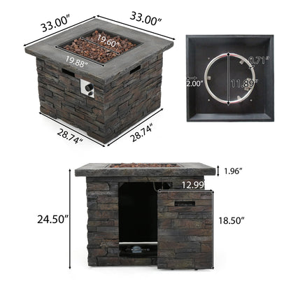 33' SQUARE MGO FIRE PIT - 40000 BTU.