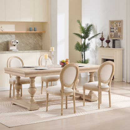 French Country Dining Chairs Set of 2 with Upholstered Round Back