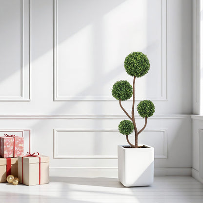 4FT Tall Artificial Boxwood Topiary Tree