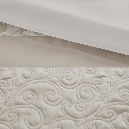 Embroidered 8 Piece Comforter Set Neutral Queen